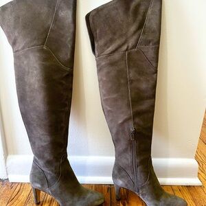 Women's Olive Brown Suede Over-the-Knee Boots
